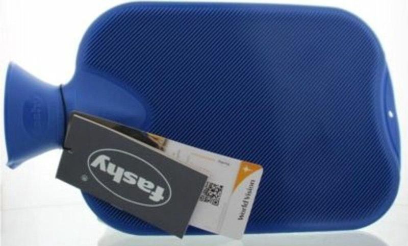 Fashy warm water kruik - enkelzijdig geribbeld - blauw - 2 liter