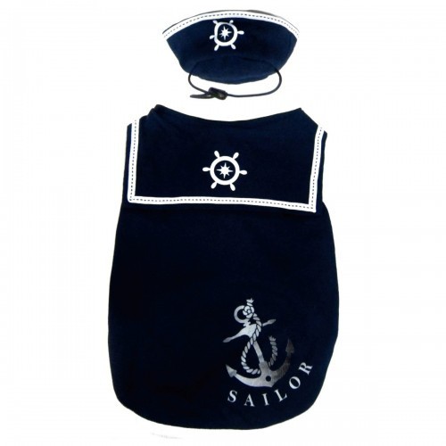 Fantasia de marinheiro Happy Puppy com chapéu para cães, azul royal