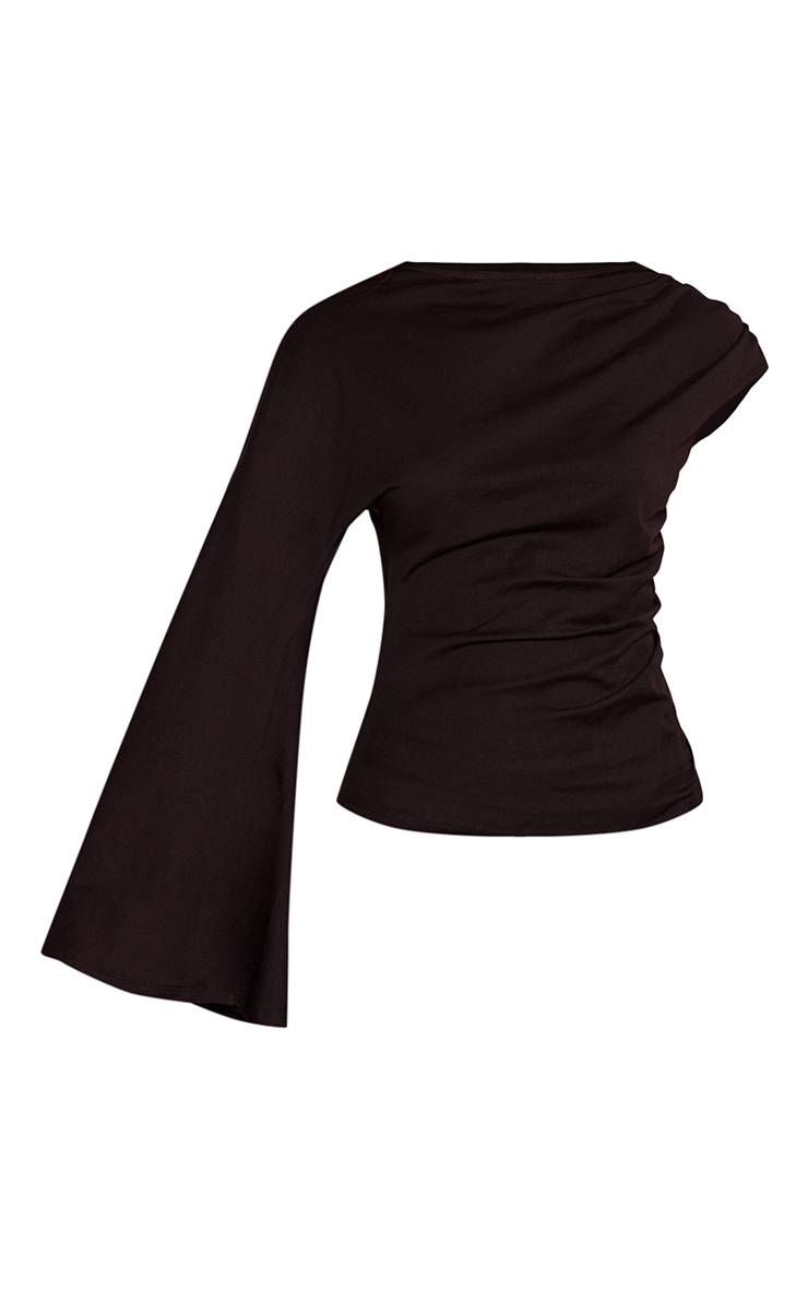 Noir T-shirt En Coton À Détail Manche Unique