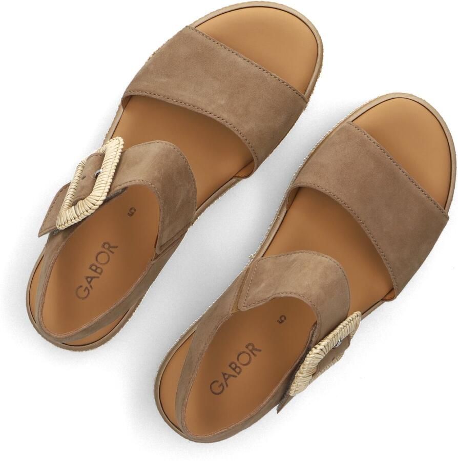 Gabor Dames Sandalen met hak 562 Taupe Suède Plateauzool