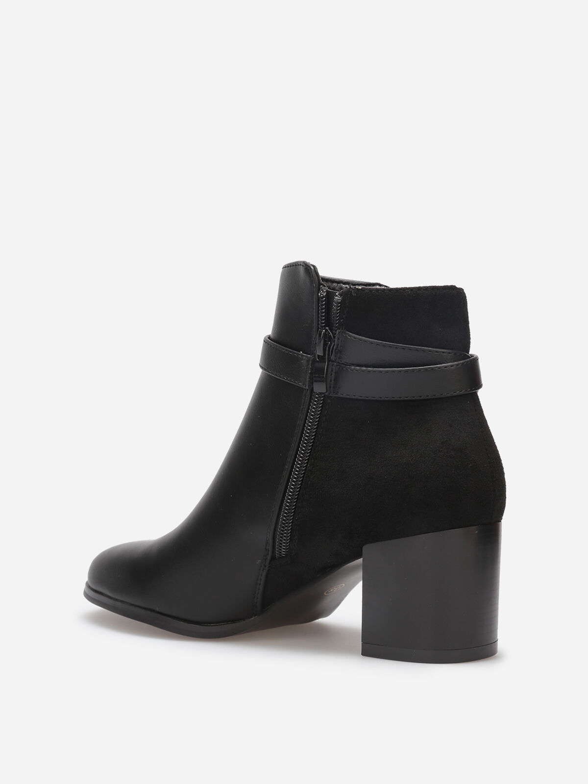 Bottines bi-matière avec boucle dorée- Noir
