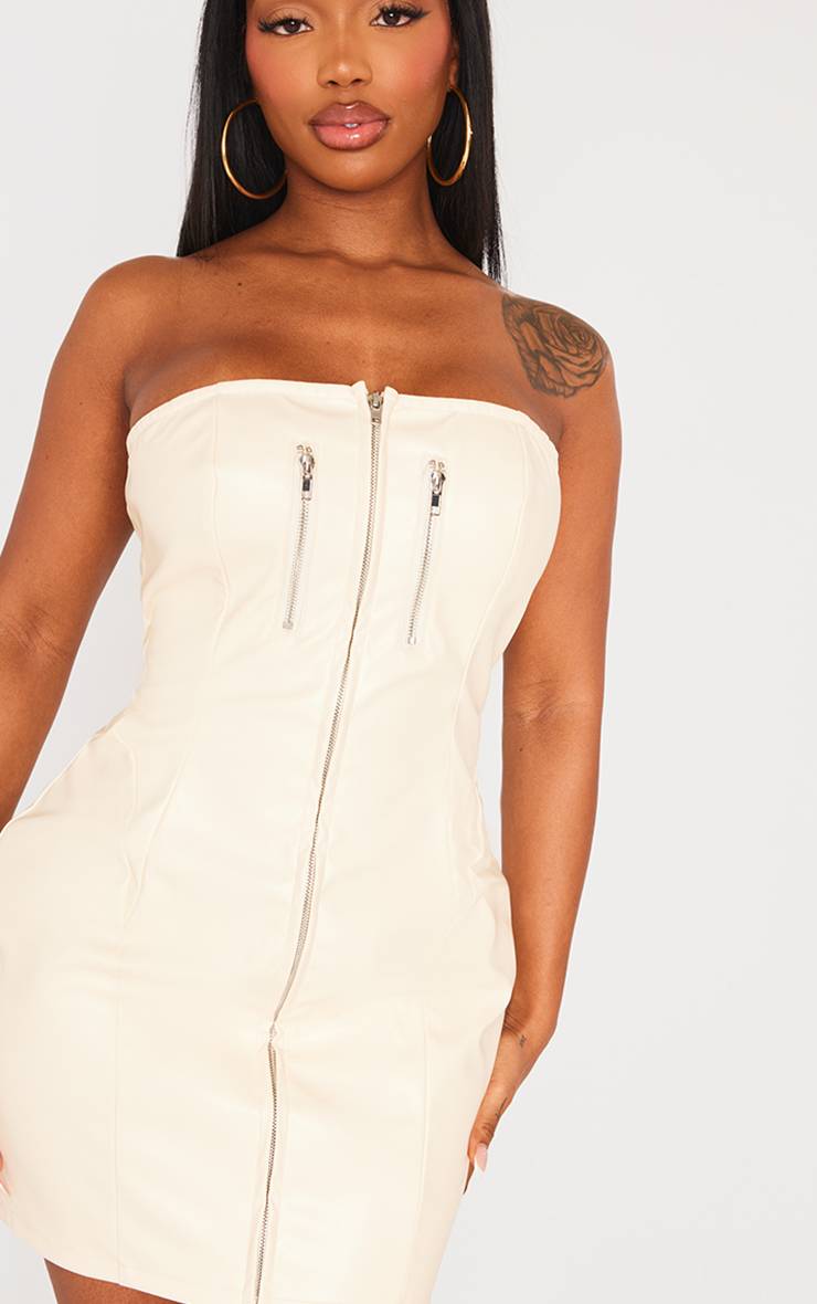 Crème Robe Moulante Shape En Synthétique Avec Détail Zippé