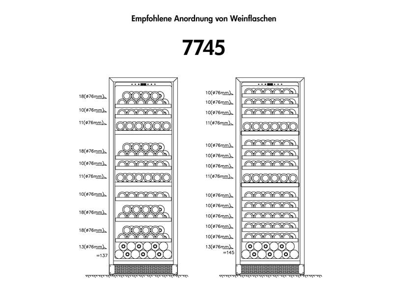 Trisa Weinklimaschrank 7745.0145 Schwarz, Links Edler Weinklimaschrank mit drei separaten Klimazonen und Touch Display