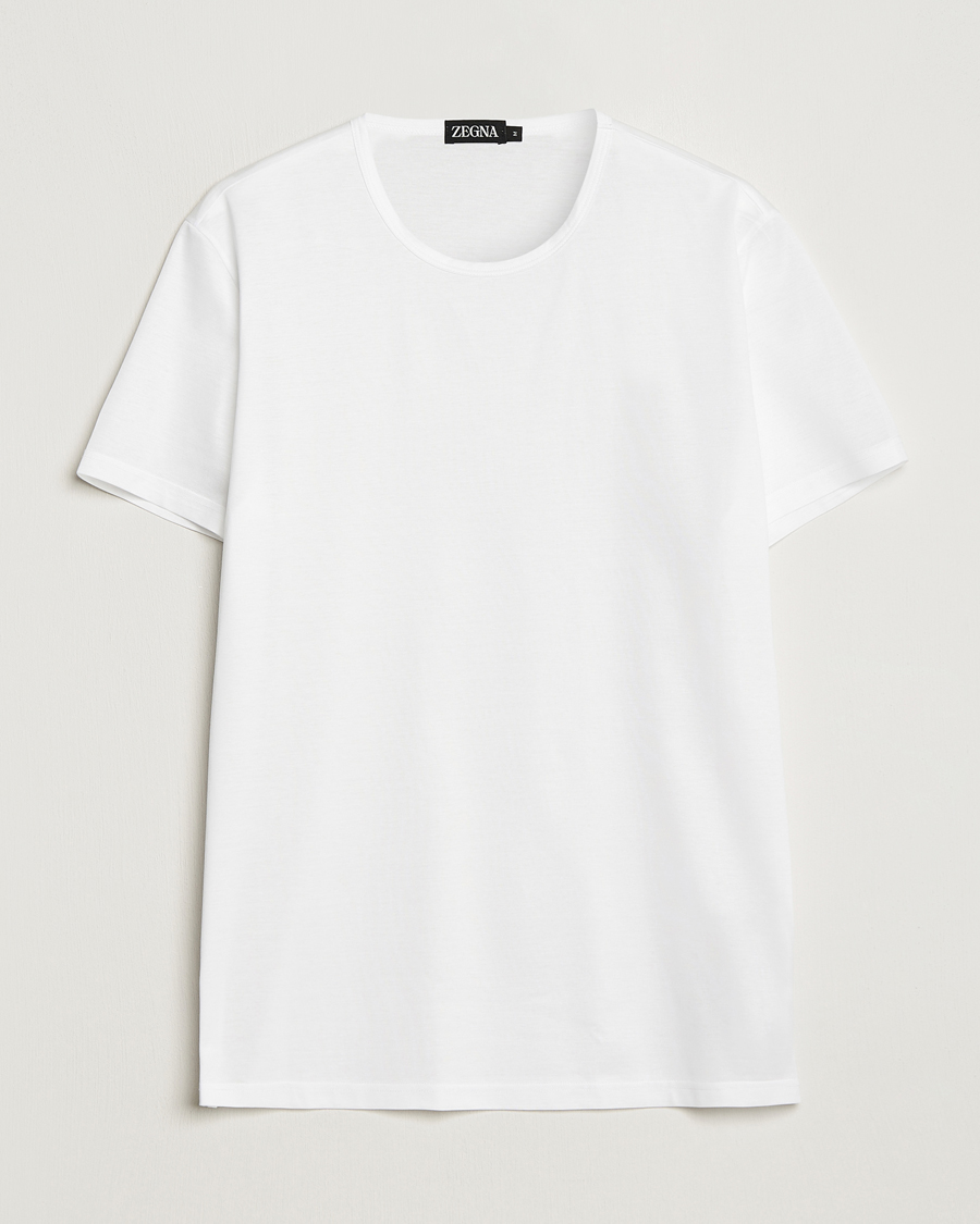 Zegna Filoscozia Pure Cotton Round Neck T-Shirt White
