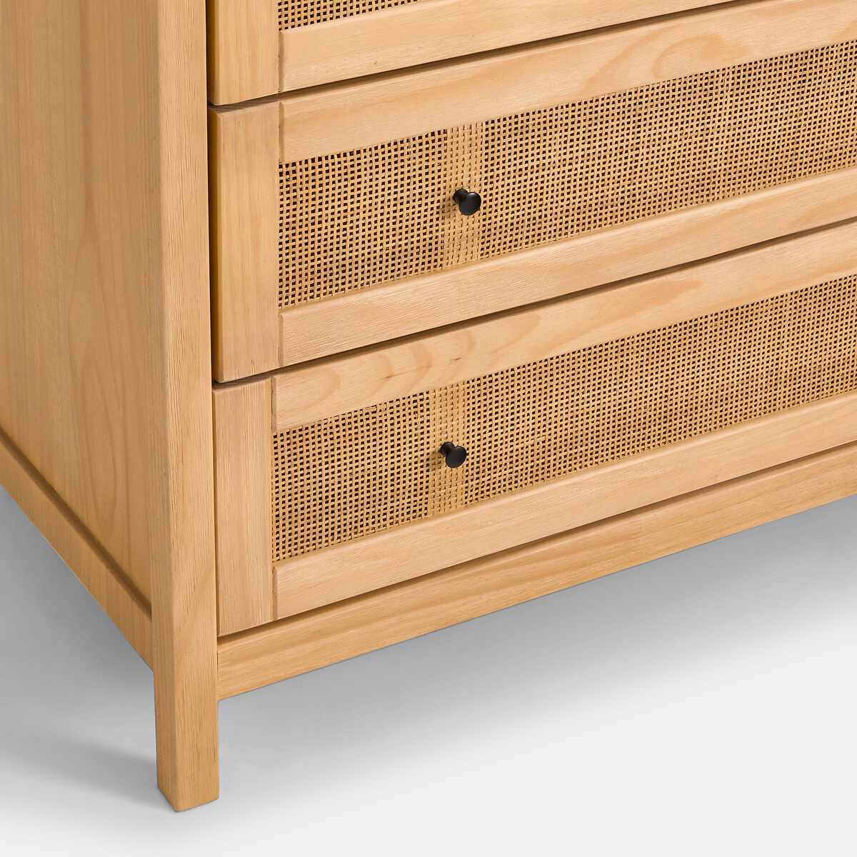LA REDOUTE INTERIEURS<br>Cômoda de pinho maciço e rattan, 10 gavetas, Gabin