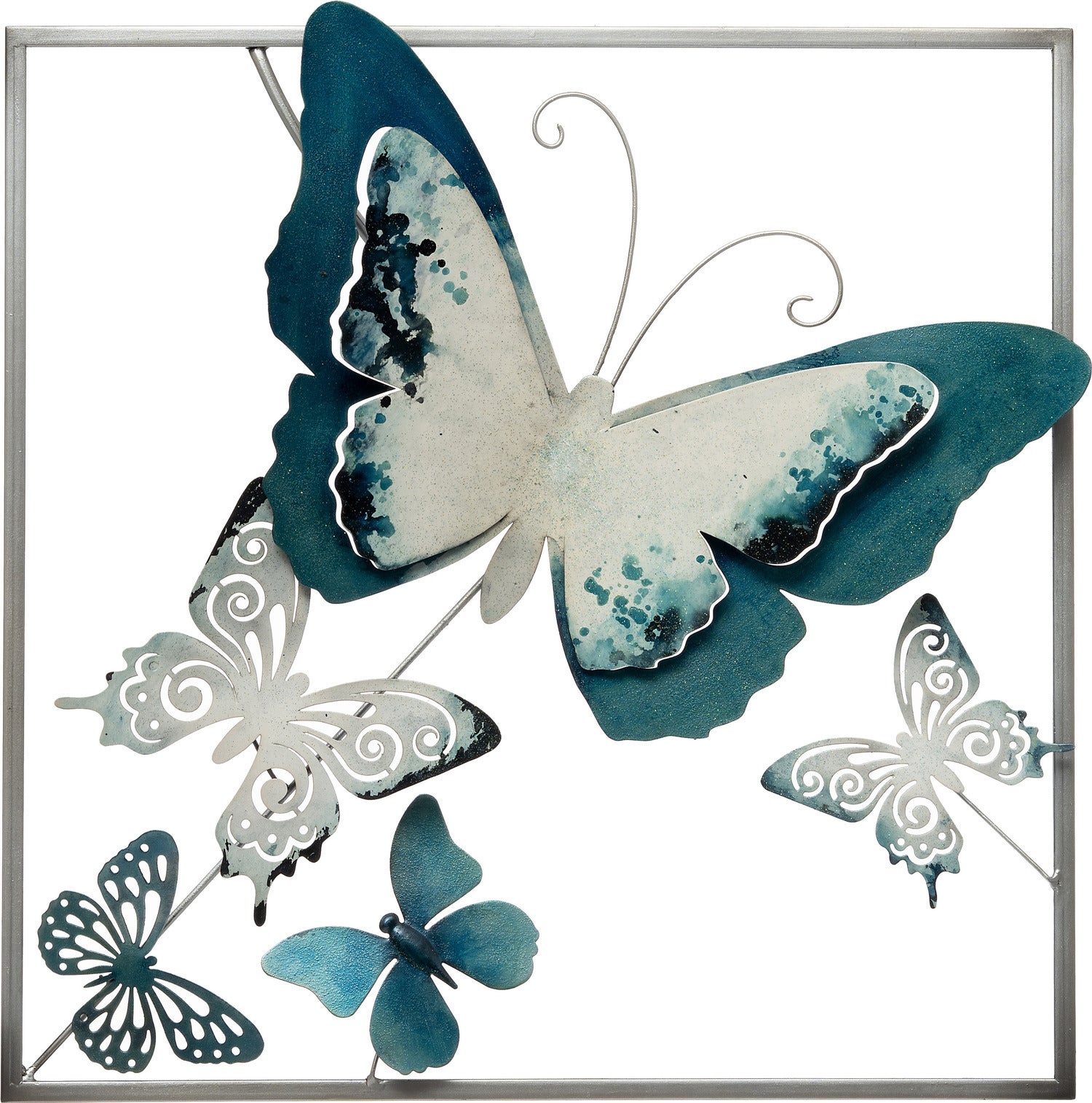 Intratuin tuinwanddecoratie vlinder Sam blauw 50 x 50 x 6 cm