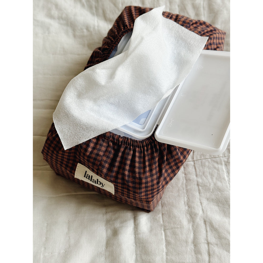 Køb Lalaby Indigo Check Wet Wipe Cover