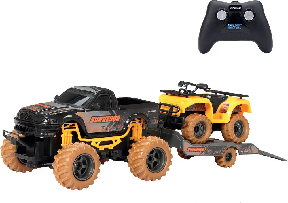 VEHICULE TOUT-TERRAIN 1:24  RADIOCOMMANDE AVEC REMORQUE ET QUAD