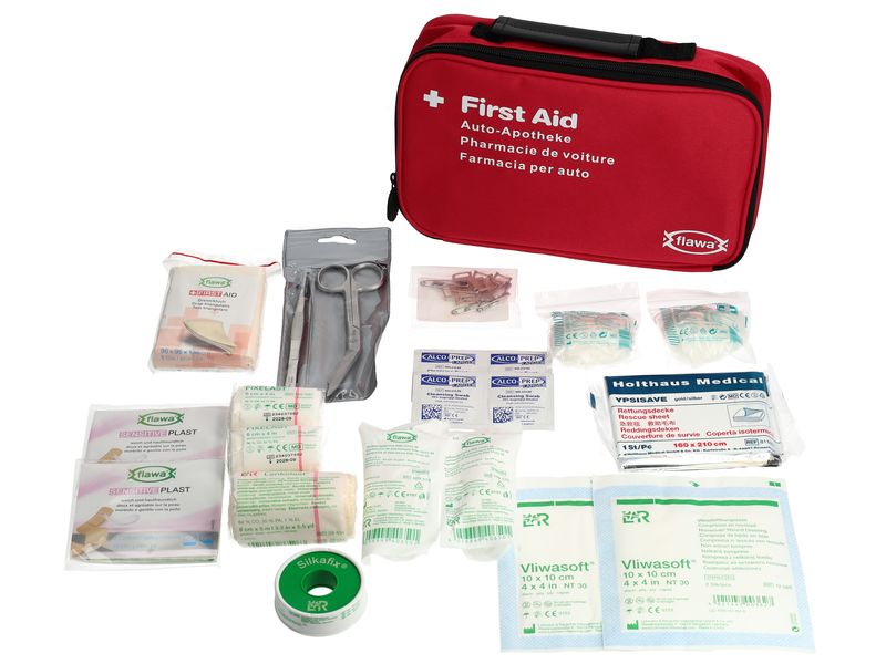 FLAWA Auto-Apotheke Midi Bag Etui rot Notfallausrüstung