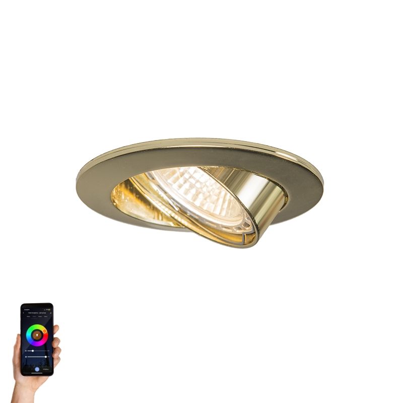 Smart inbouwspot goud kantelbaar incl. Wifi GU10 - Edu