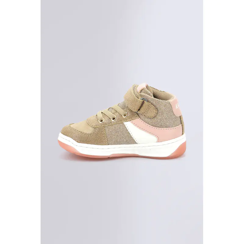 KICKALIEN BEIGE ROSE GLITTER SNEAKERS HAUTES Synthétique Fille