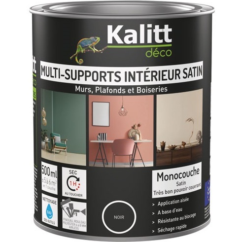 Peinture multi-supports 0,5 L Acrylique Satin - Noir