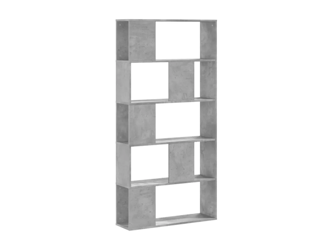 Bibliothèque 5 niveaux gris béton bois d'ingénierie