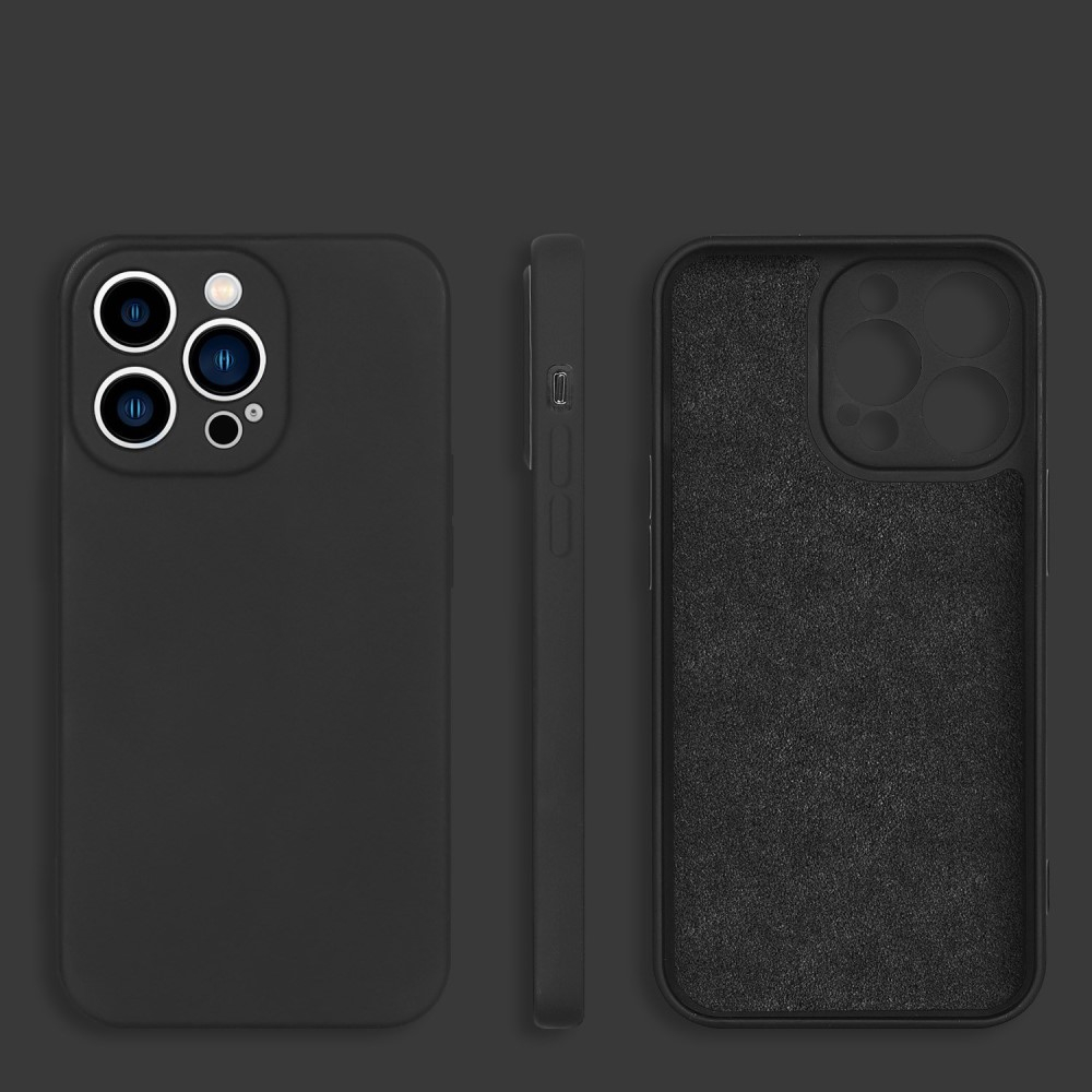 iPhone 13 Pro Soft Touch Gummi Case Hülle mit Kameraschutz - Schwarz