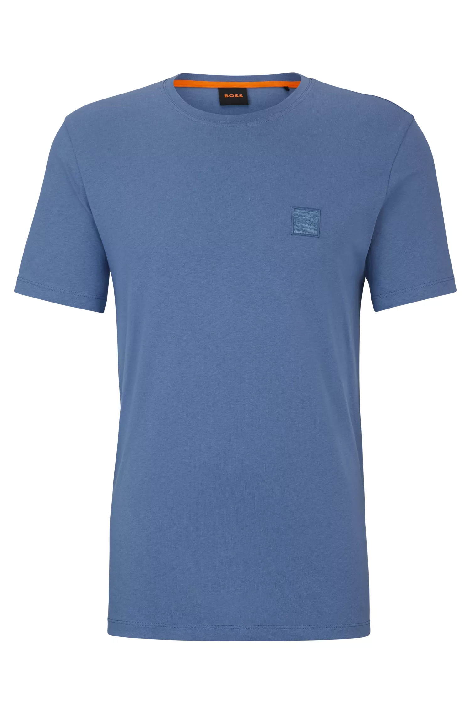 Camiseta BOSS laranja, modelagem relaxada, em malha de algodão com etiqueta com o logotipo.