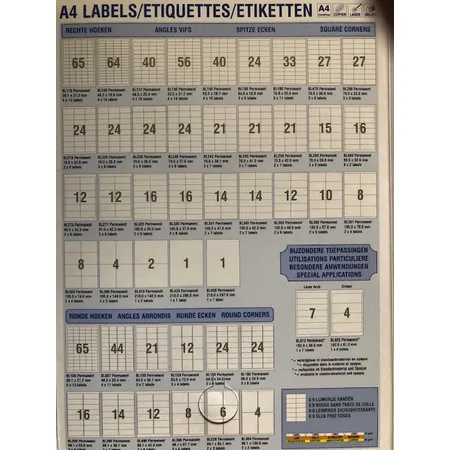 Blana Label Etiketten A4, 100 Stück