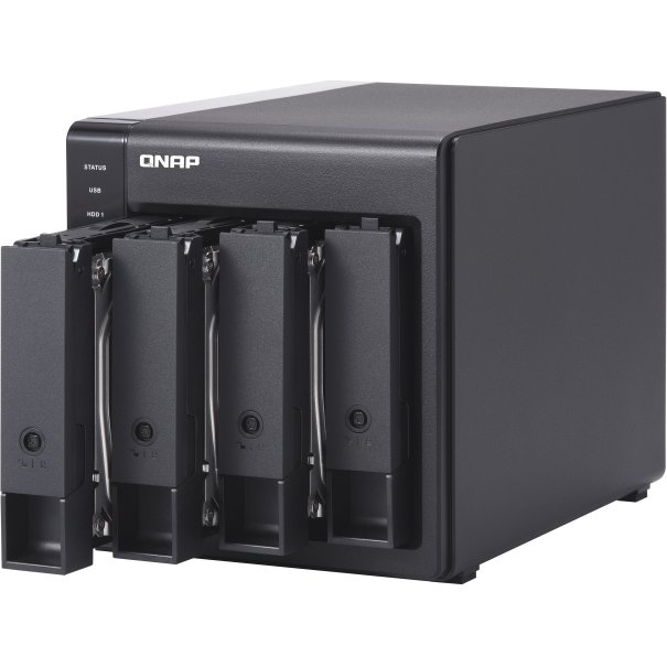 QNAP TR-004 Boîtier de disques de stockage Boîtier disque dur/SSD Noir 2.5/3.5