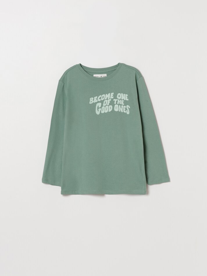 Pacote com 6 camisetas de manga comprida estampadas - Azul Médio