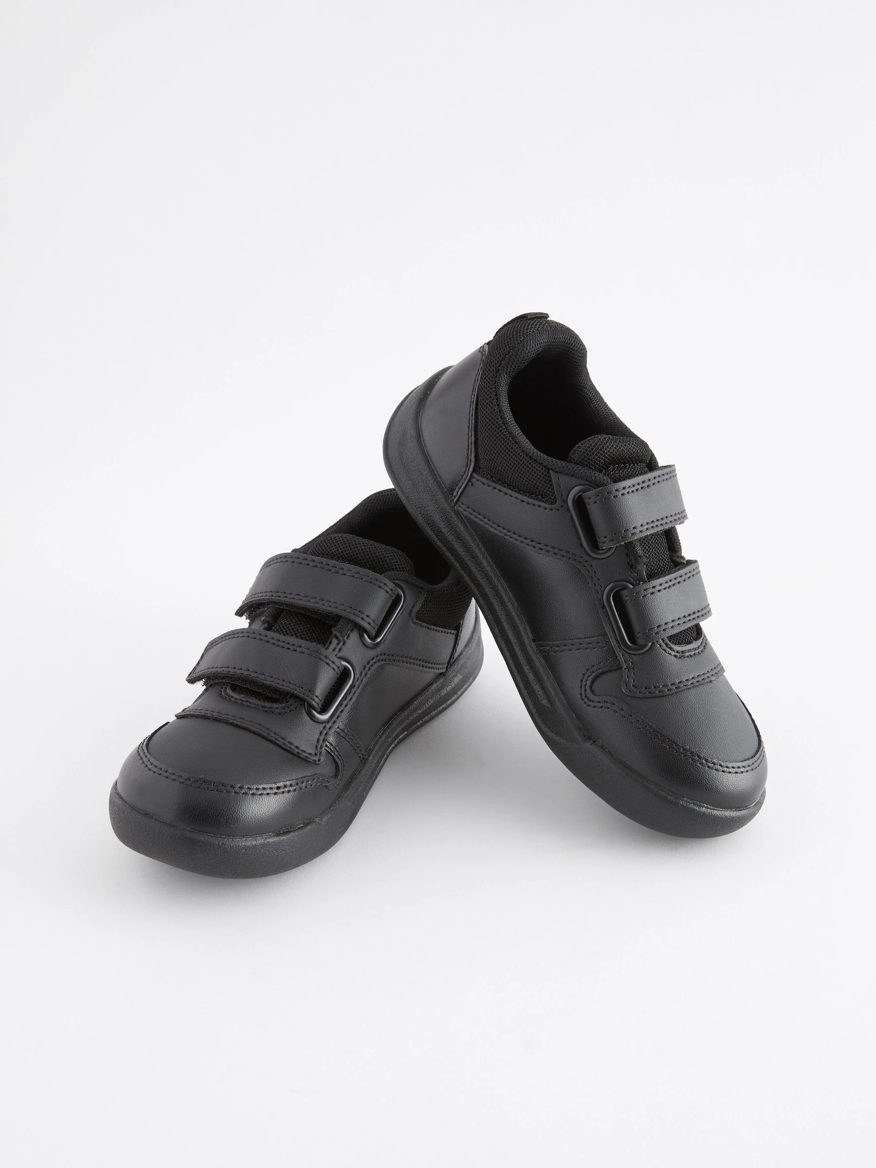 Zwart - Schoolsneakers met dubbele klittenbandsluiting
