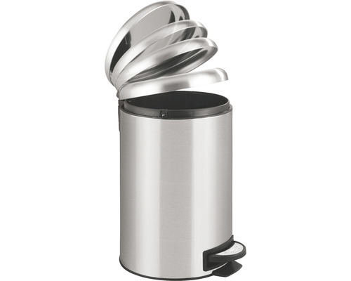 Wenko Leman Easy Close pedaalemmer, 12 l, glanzend grijs