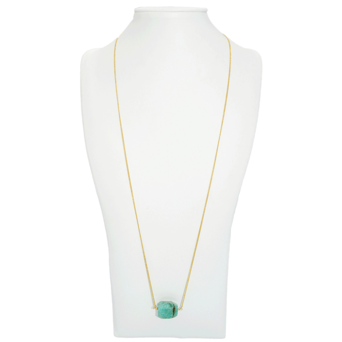Sautoir amazonite- doré à l'or fin