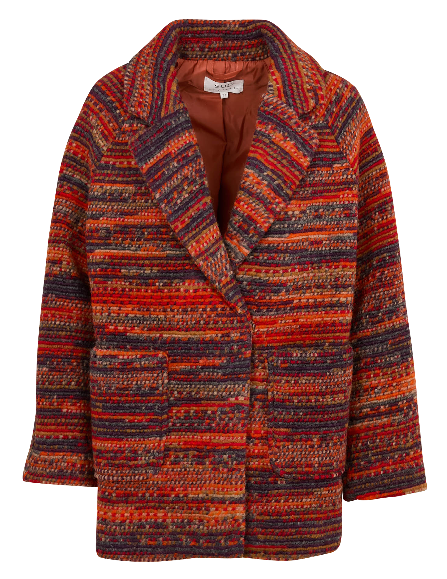 MISTY - Veste droite col tailleur en laine mélangée | Rouge