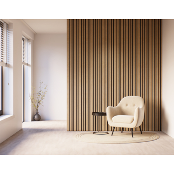 Lattenwand Decowall Acoustic Blend natuur eiken, combinatie van verschillende breedtes, 260x30cm, 2 stuks (1.56m2)