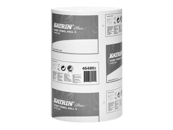 Håndklæderulle Katrin Plus S 2-lag Ø13xB20.5cmxL60m U/Hylse Nyfiber Hvid,12 rl/krt