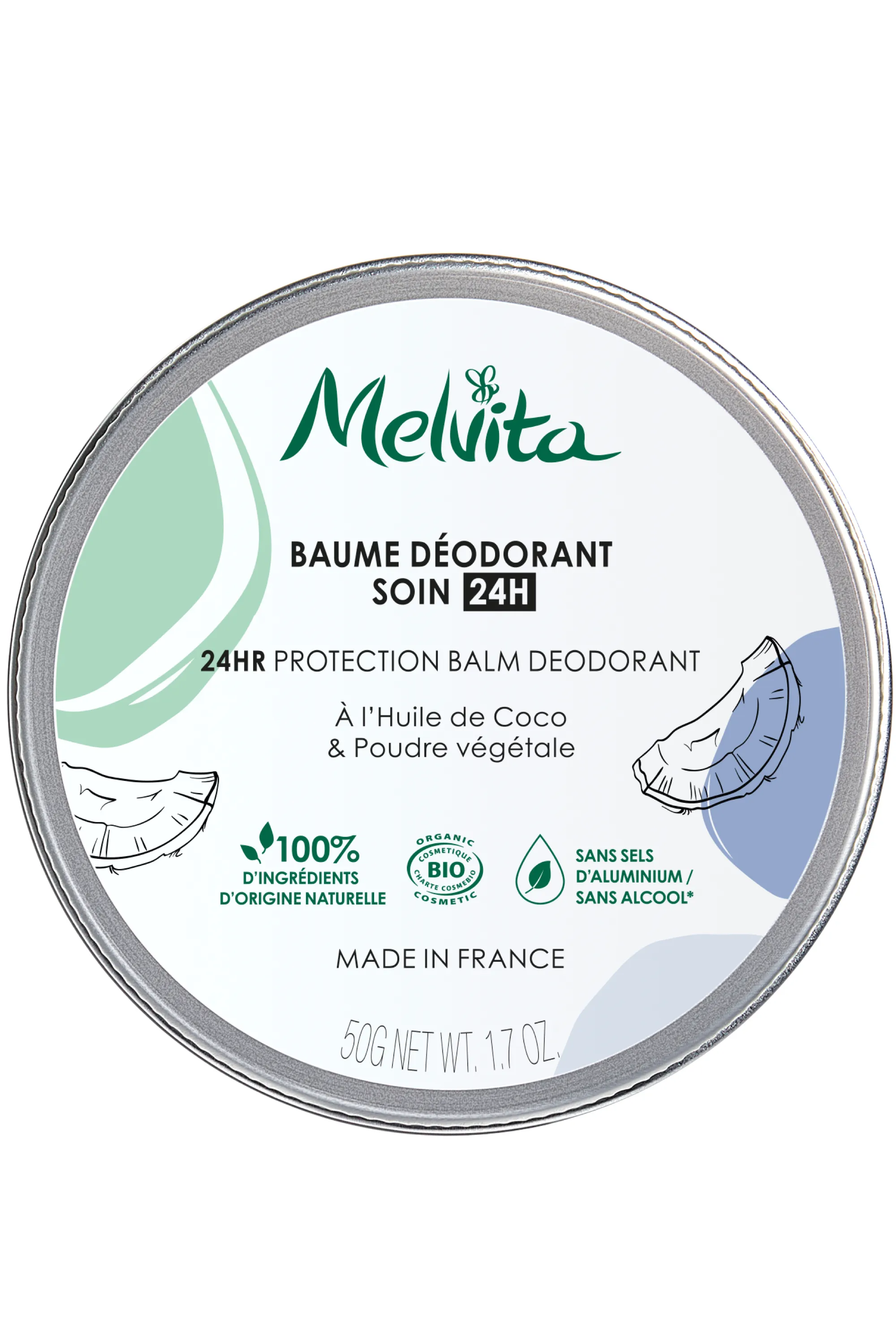 Melvita Baume déodorant soin efficacité 24h bio-50 g