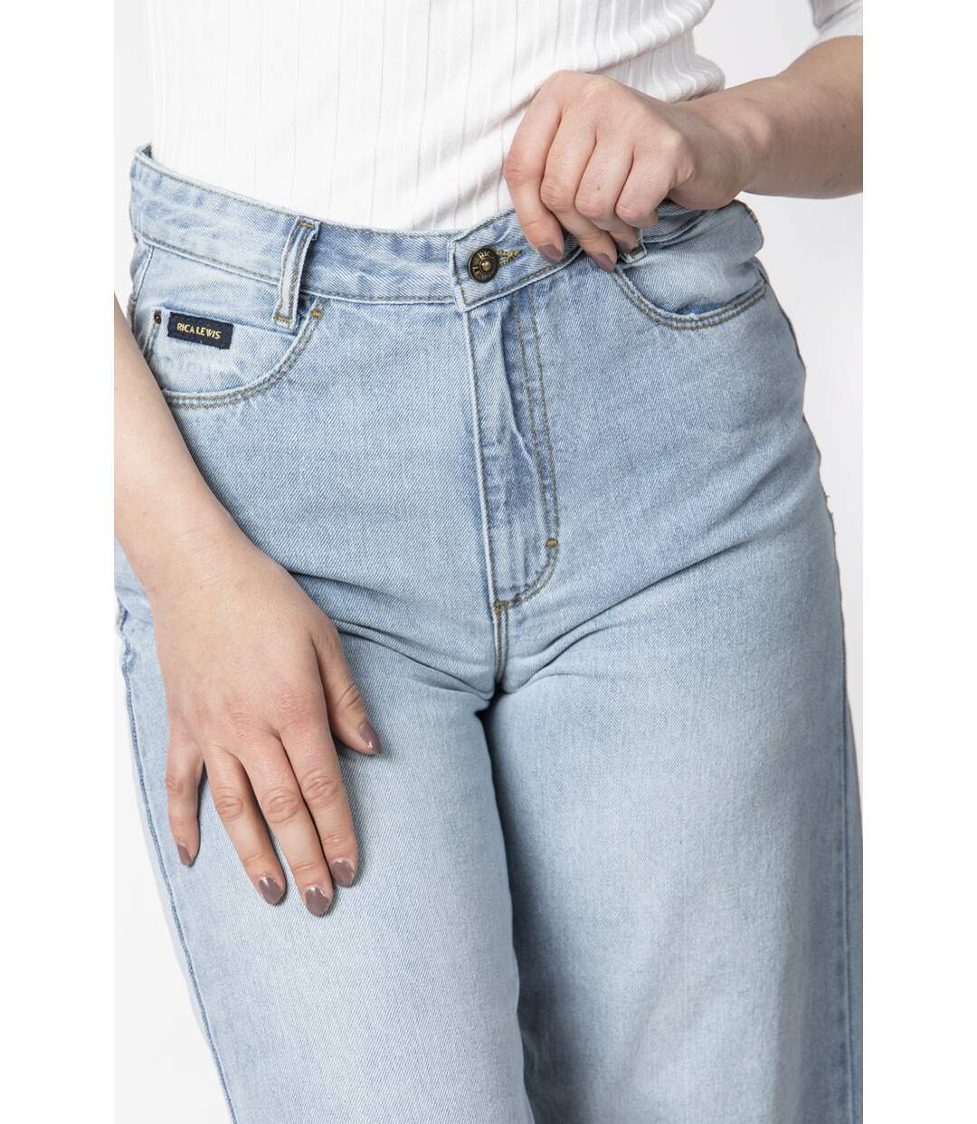 Jeans coupe ample longueur chevilles EDORA BLEU