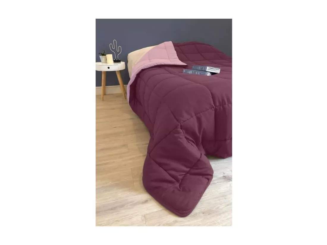 Couette chaude Microfibre 400 gr/m2 CALGARY Prune + Parme 240x260cm
