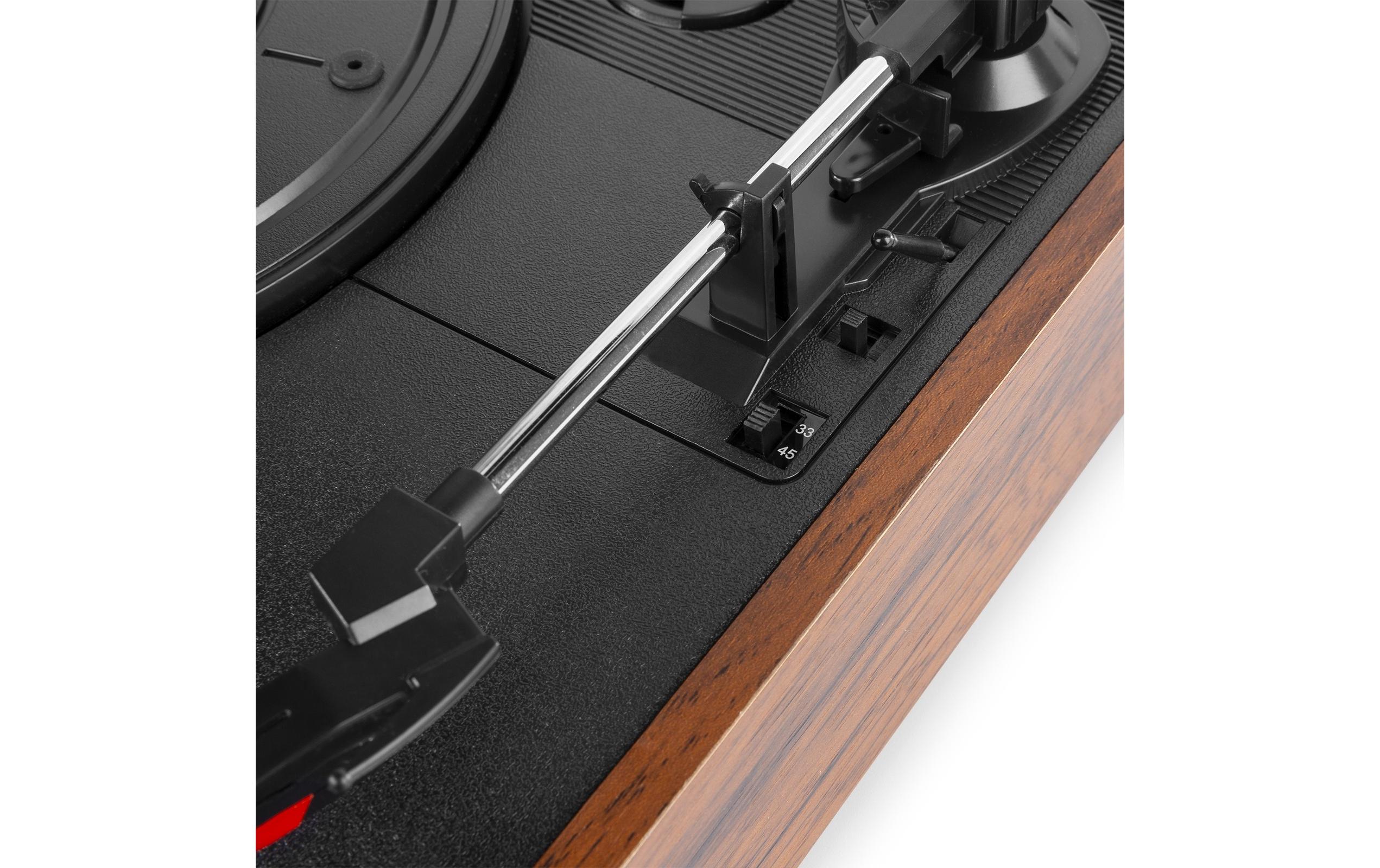 Plattenspieler RP106W BraunHandgefertigter Plattenspieler aus Holz mit zwei eingebauten Lautsprechern
