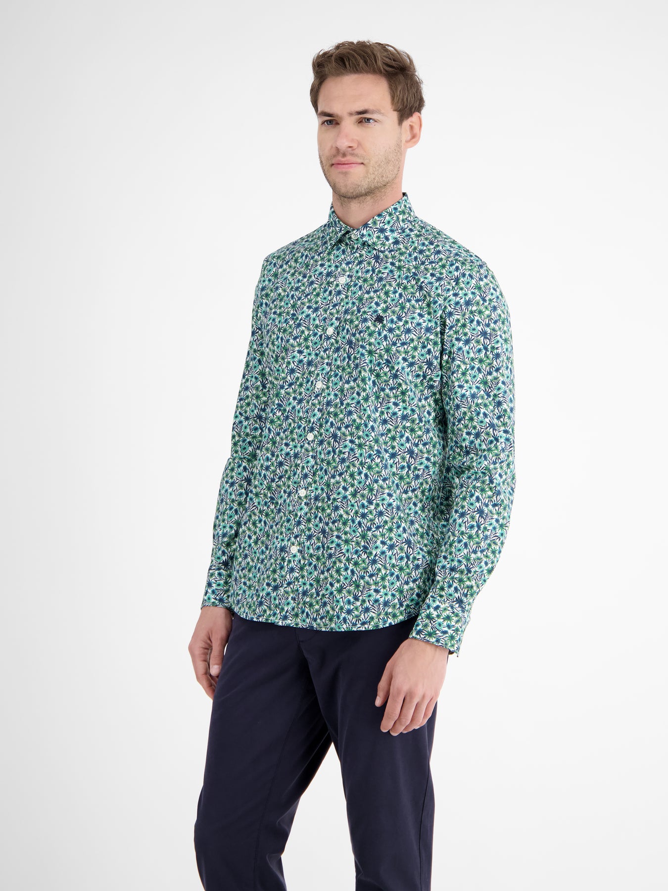Langarmhemd für Herren, floral bedruckt