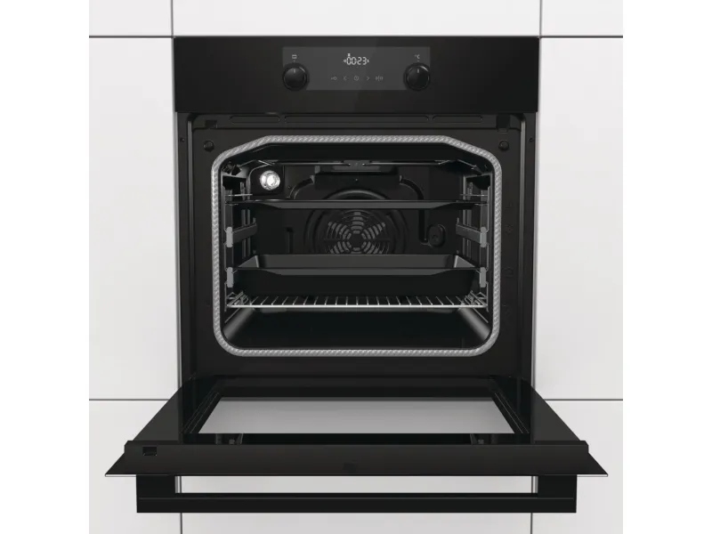 Gorenje Essential BPS6737E07B - Ovn - med dampfunktion - til indbygning - niche - bredde: 56 cm - dybde: 55 cm - højde: 59 cm - med selv-rengøring - Klasse A  - sort