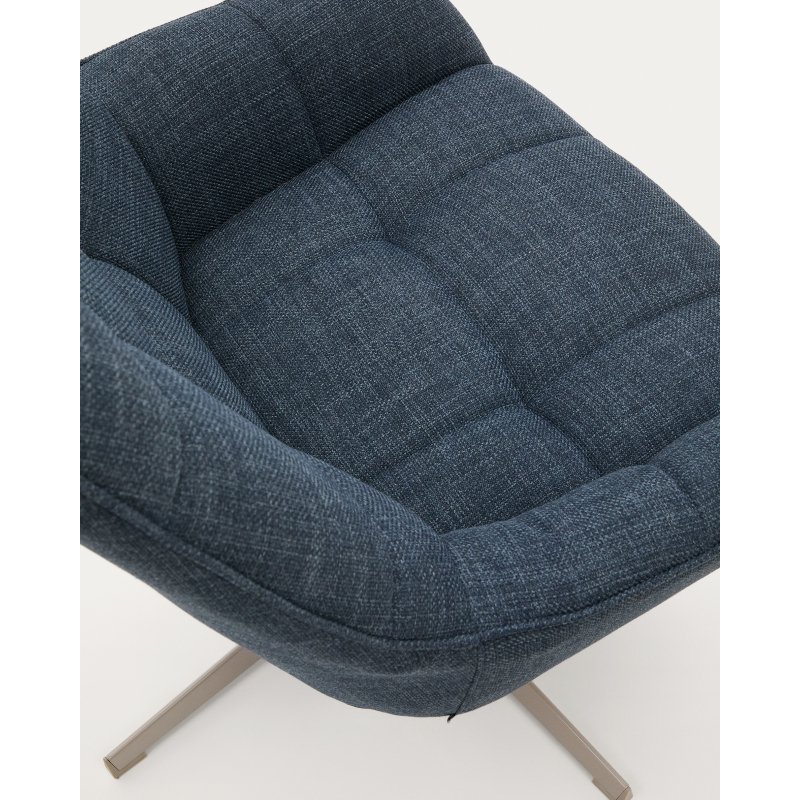 Fauteuil pivotant Jaspe bleu et métal gris