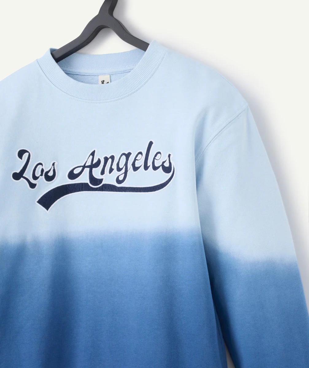 sweat deep and dye manches longues garçon en coton bio bleu clair et bleu marine