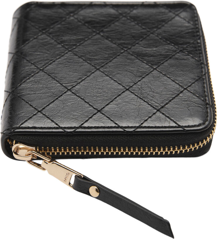 MANGO Wallet decorative stitching Black