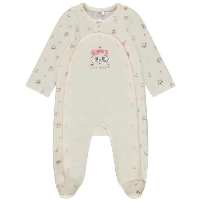 Dors-bien en velours imprimé Marie Disney pour bébé fille - Ecru