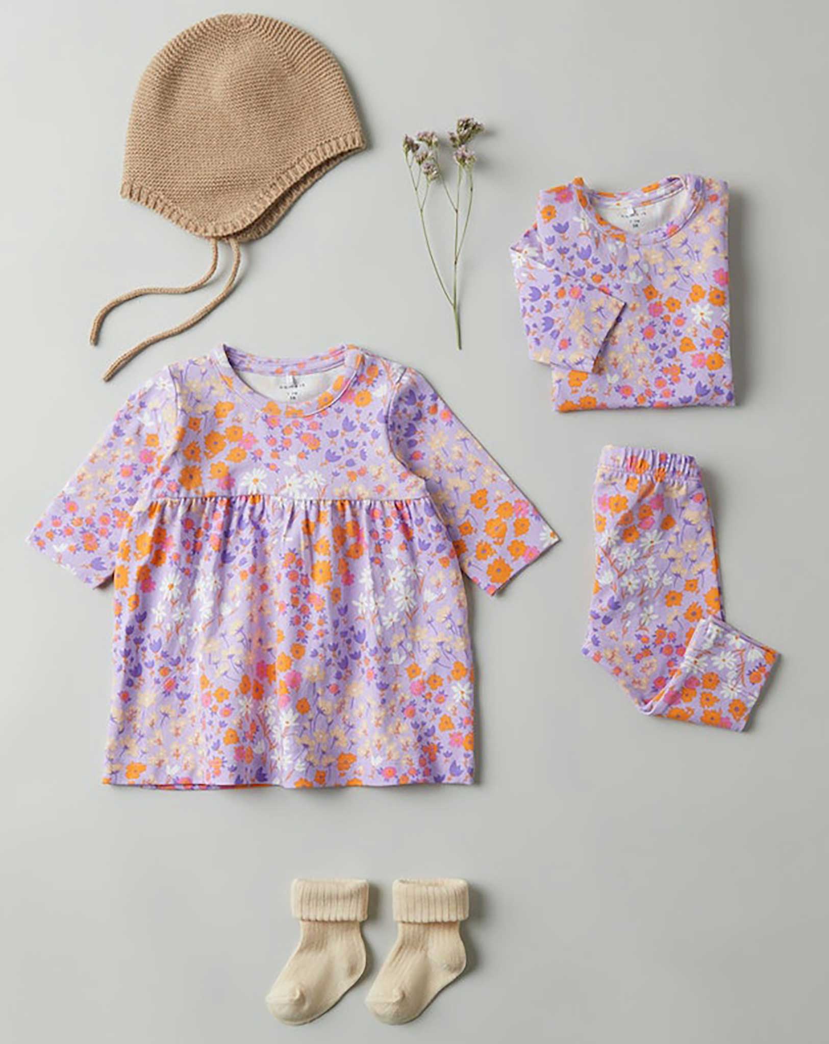 Langarmbody NBFTUNNA FLOWERS in lilac breeze