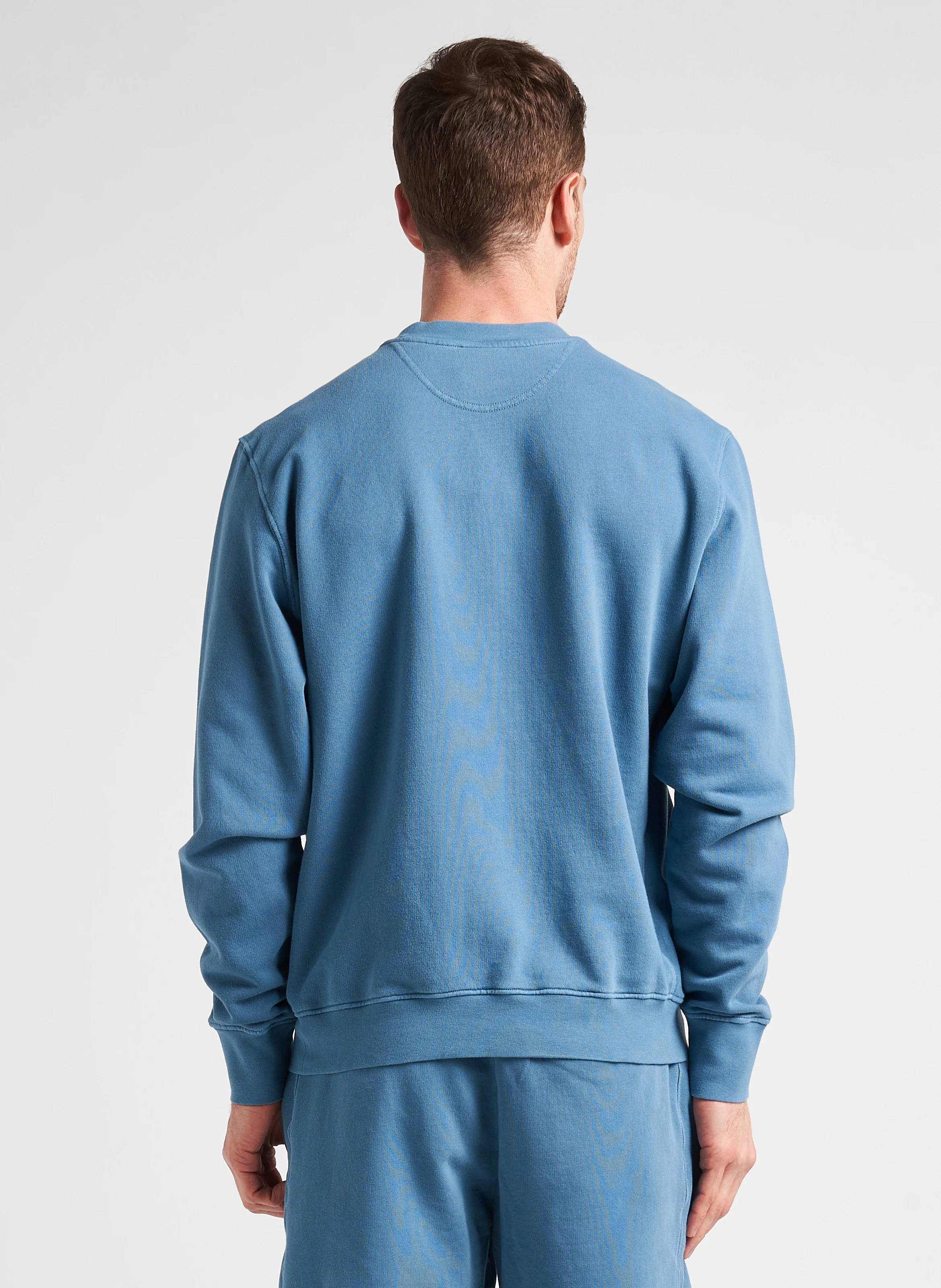Sweat col rond brodé en coton | Bleu