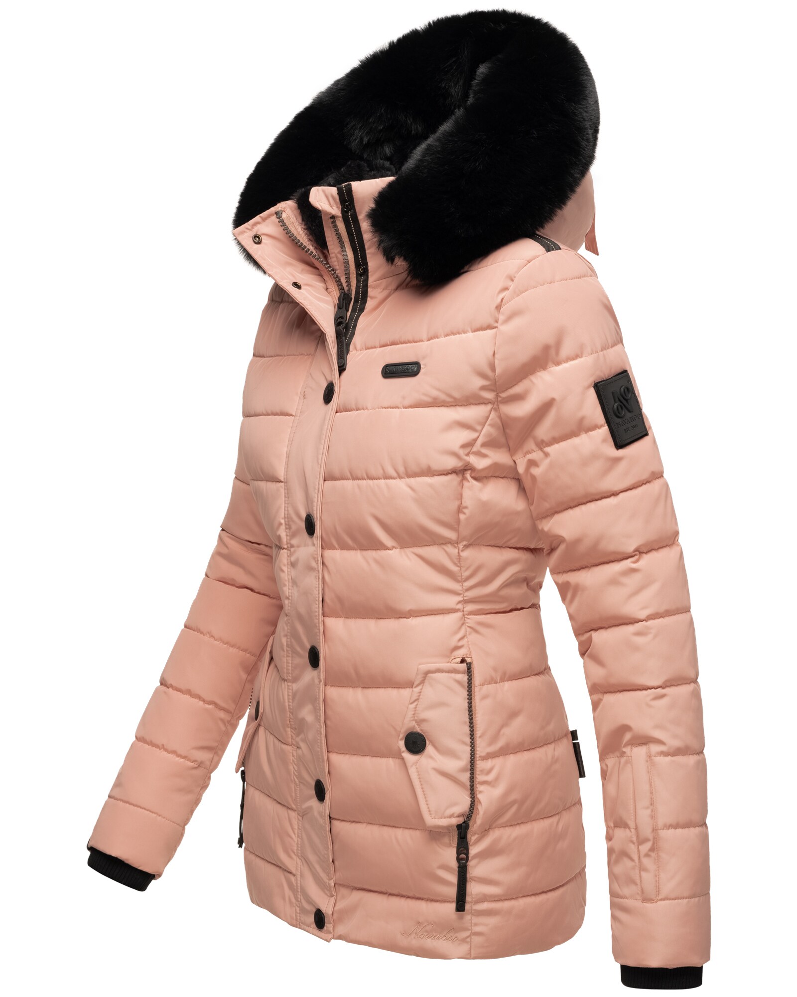 NAVAHOO Damen Warme Steppjacke Winterjacke mit weicher Kunstfell-Kapuze Milianaa