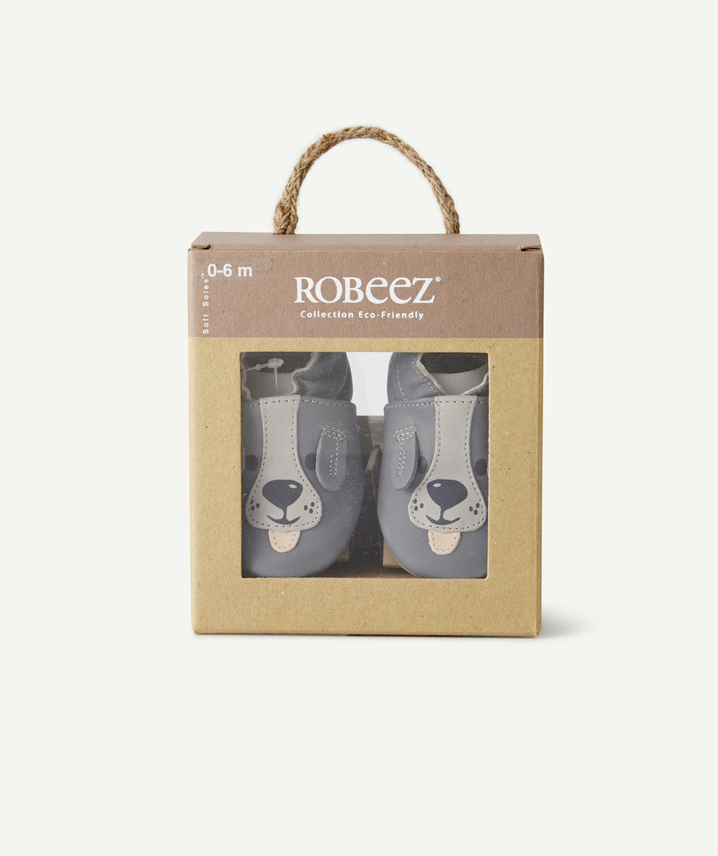 ROBEEZCHAUSSONS CHIEN GRIS EN CUIR BÉBÉ