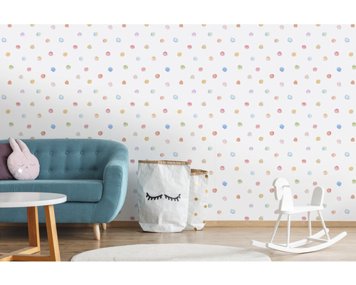 Vliesbehang 38147-1 Little Love Dots Aquarel wit veelkleurig