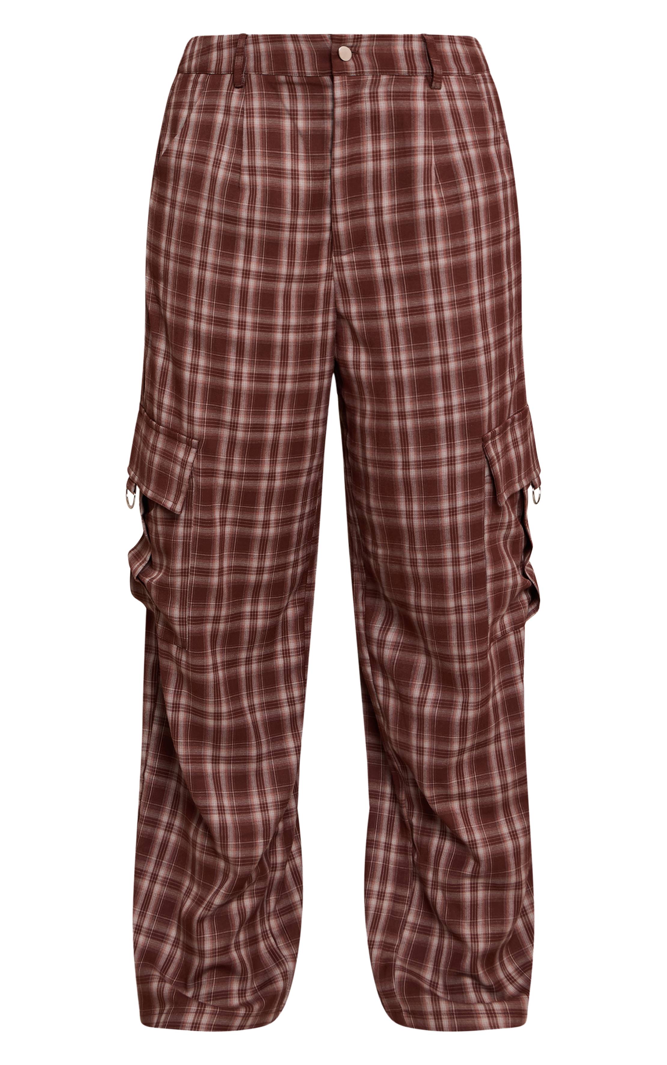 Marron Pantalon Cargo Taille Haute Jambes Larges Avec Boucles Shape