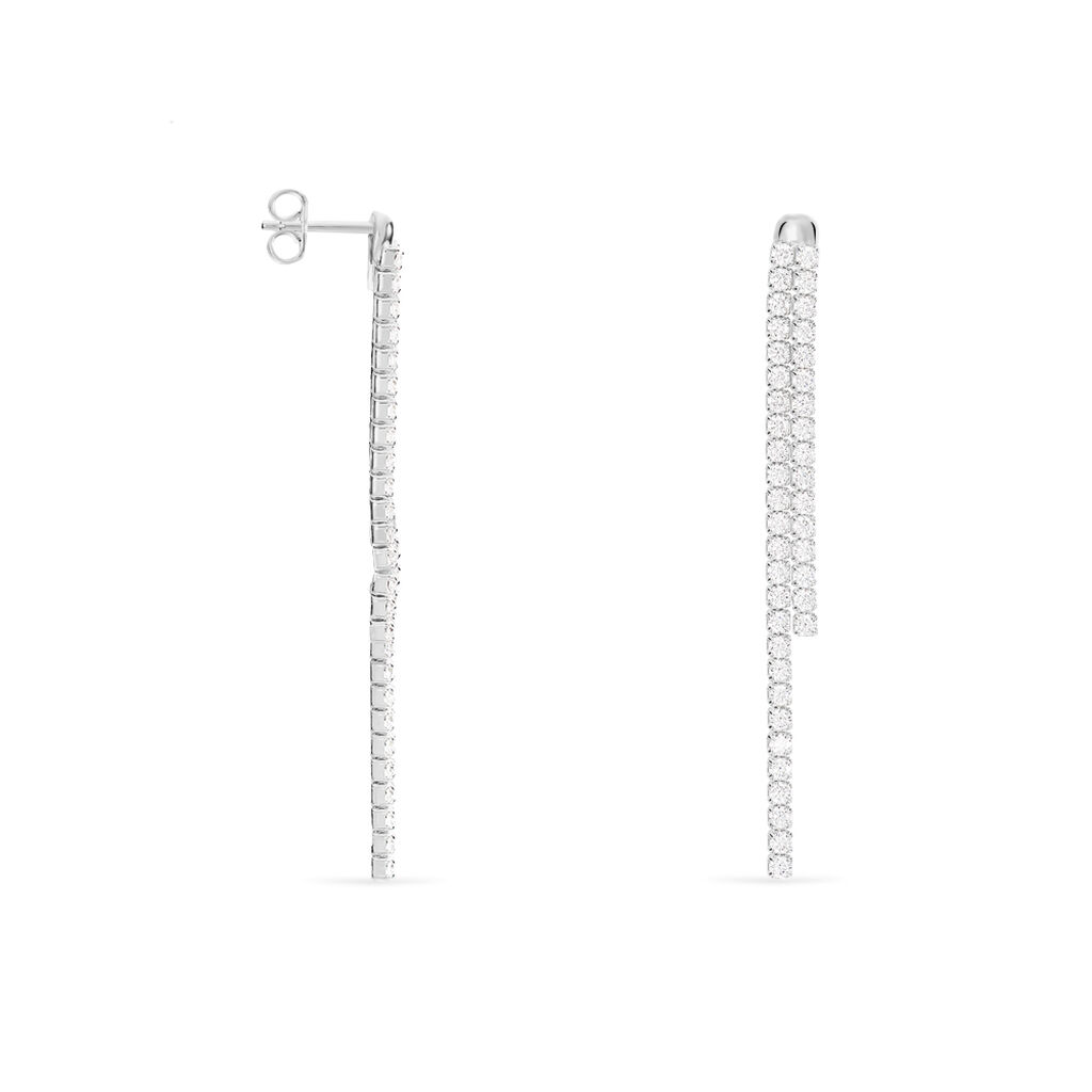 Boucles D'oreilles Pendantes Louanne Argent Blanc Oxyde De Zirconium