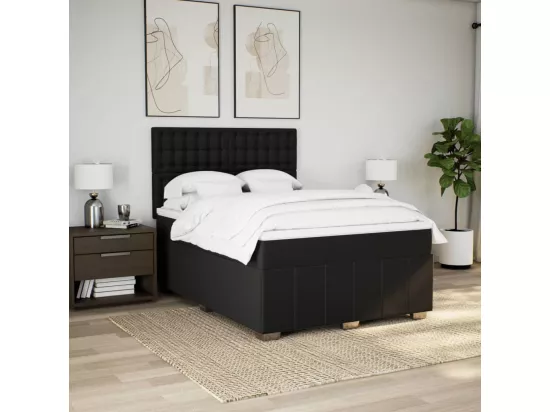 Sommier à lattes de lit avec matelas Noir 140x190 cm Tissu