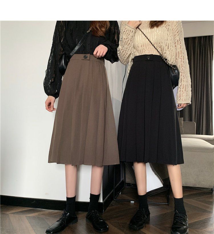 Sisyphi - Hoge taille geplooide midi A-lijn rok