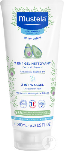 Mustela Bébé 2en1 Gel Nettoyant Cheveux Et Corps Peau Normale Tube 200ml