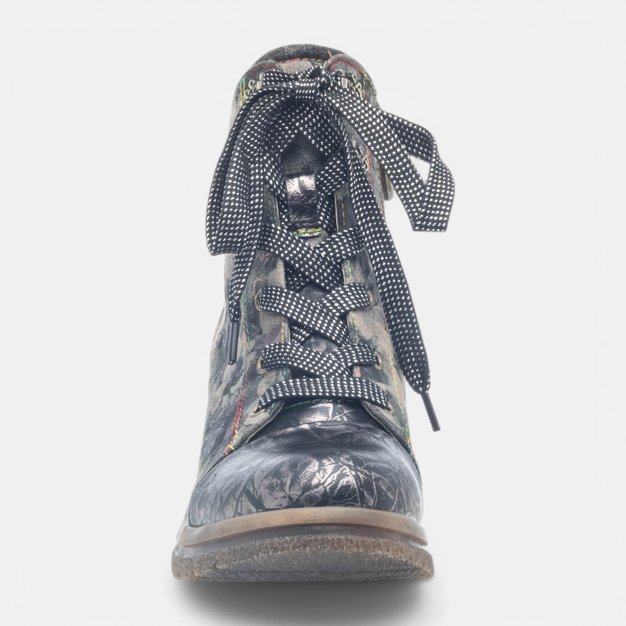 Bottines à lacets à talon Femme kaki
