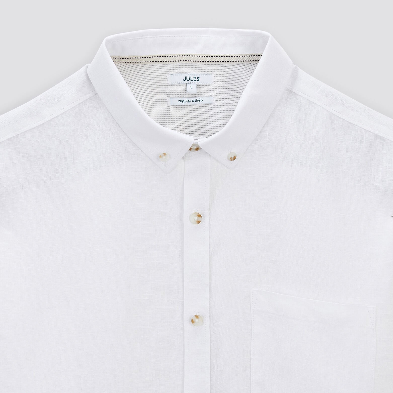 Chemise regular unie lin Blanc